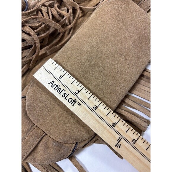 Rebecca Minkoff Fiona Mini Bucket Bag Tan Brown Suede Fringe Crossbody - Picture 13 of 16